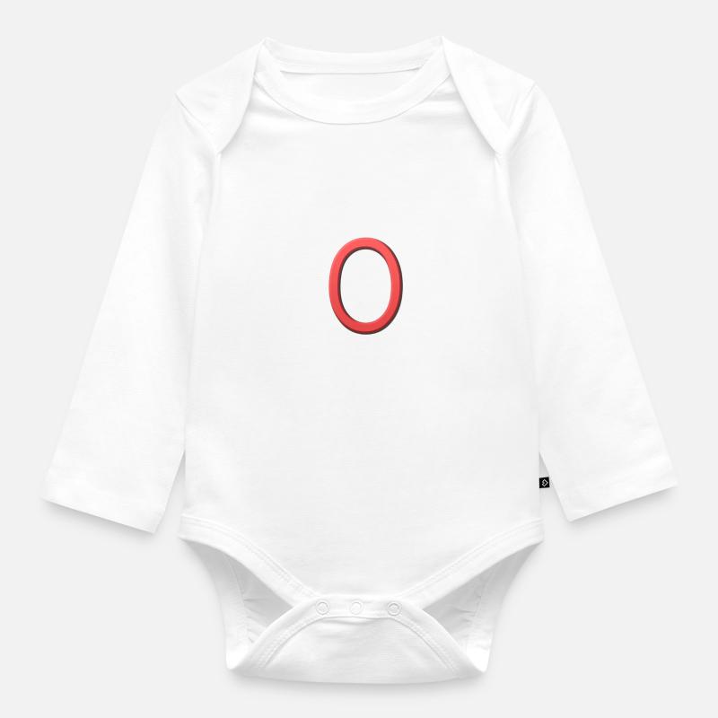 O - letter - Organic Longsleeve Baby Bodysuit - white