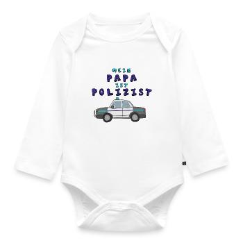my dad is a policeman - Organic Longsleeve Baby Bodysuit - white - Front