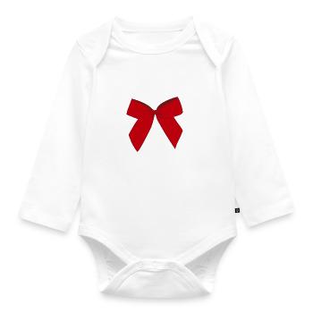 Schleife Rot - Baby Bio-Langarm-Body - Weiß - Vorne