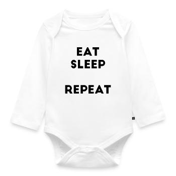 Eat sleep repeat saying gap template template - Organic Longsleeve Baby Bodysuit - white - Front