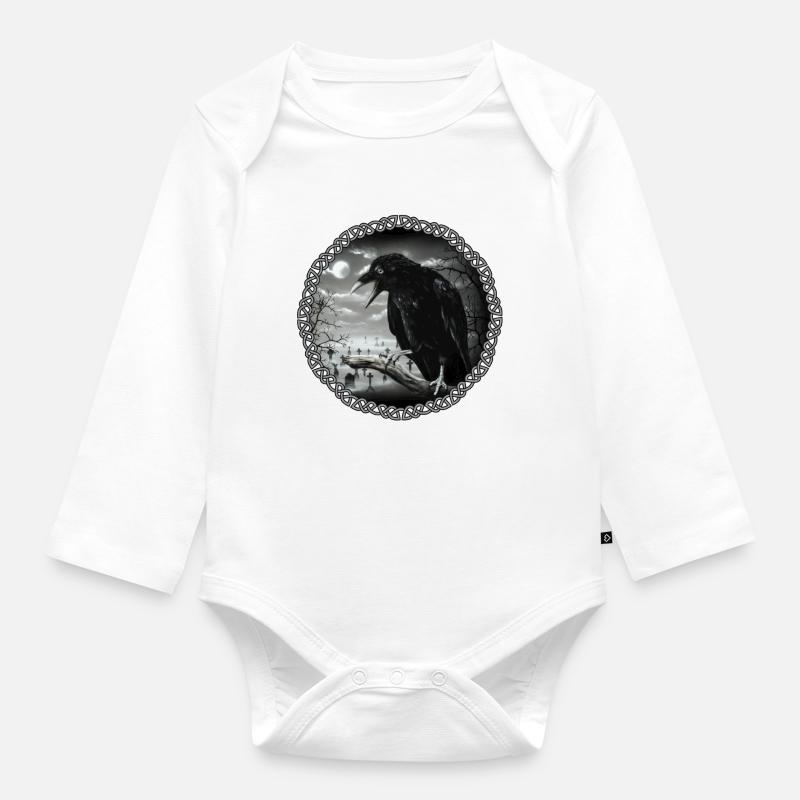 corbeau - Body Bébé bio manches longues - blanc