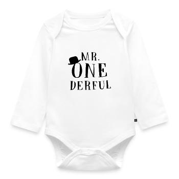 Black Design Mr Onederful - Baby Bio-Langarm-Body - Weiß - Vorne