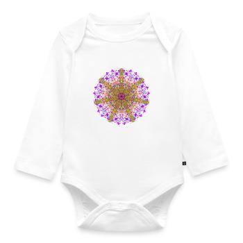 Mandala Psychedelic 1 - Organic Longsleeve Baby Bodysuit - white - Front