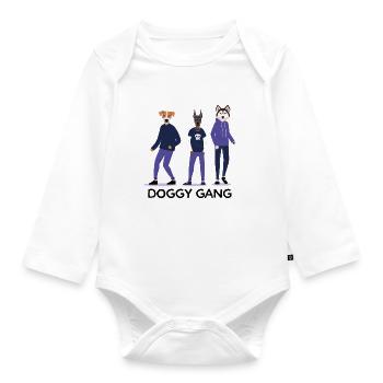 doggy gang - Organic Longsleeve Baby Bodysuit - white - Front