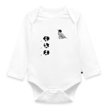 Hund-Landseer-Dog-Geschenkidee - Baby Bio-Langarm-Body - Weiß - Vorne