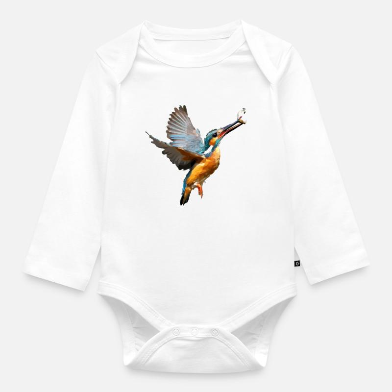 kingfisher - Baby Bio-Langarm-Body - Weiß