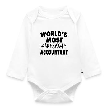 Black Design World s Most Awesome Accountant - Baby Bio-Langarm-Body - Weiß - Vorne