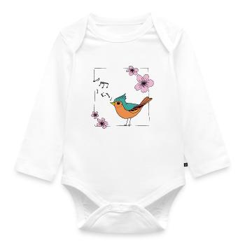 Oiseau chanteur - Body Bébé bio manches longues - blanc - Devant