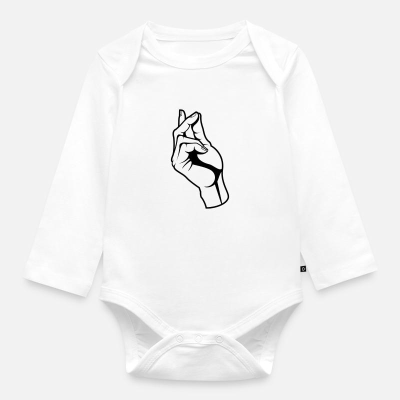 Black Finger Snap - Baby Bio-Langarm-Body - Weiß
