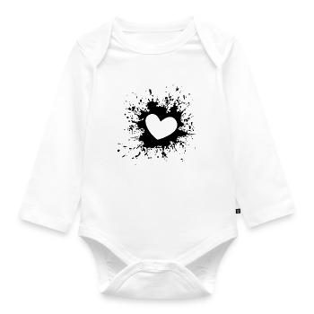 heart - Organic Longsleeve Baby Bodysuit - white - Front