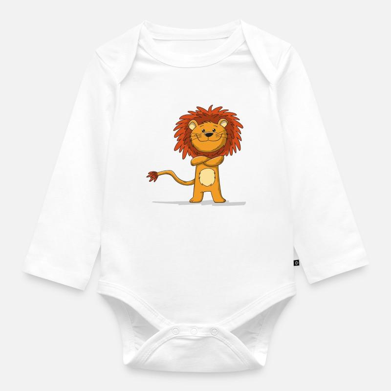 Süßer Cartoon Löwe - Baby Bio-Langarm-Body - Weiß