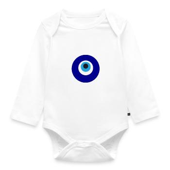 Evil eye - Organic Longsleeve Baby Bodysuit - white - Front