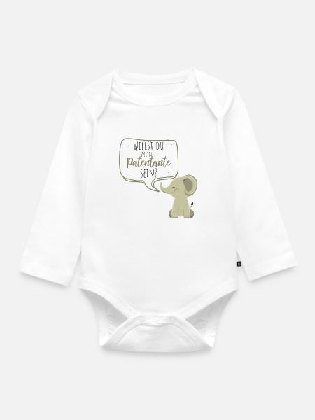 Willst du meine Patentante sein? - Baby Bio-Langarm-Body - Weiß