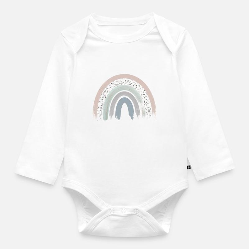 Regenbogen Boho Rainbow Baby Mädchen - Baby Bio-Langarm-Body - Weiß