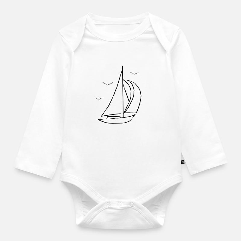 Segelschiff - Baby Bio-Langarm-Body - Weiß