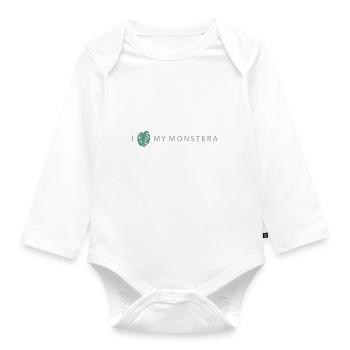 J'aime mon monstera - Body Bébé bio manches longues - blanc - Devant