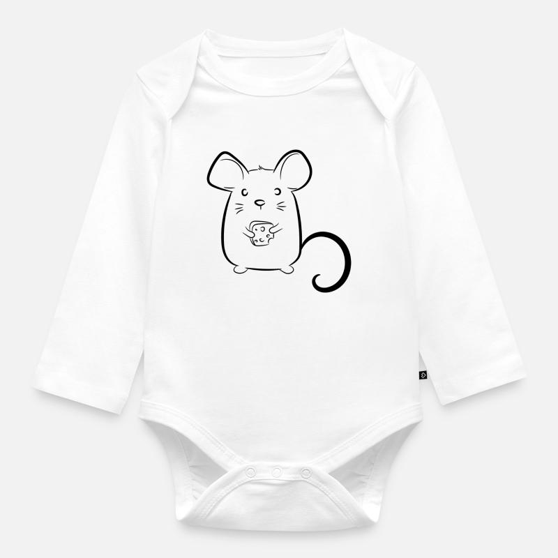 Souris au fromage - Body Bébé bio manches longues - blanc