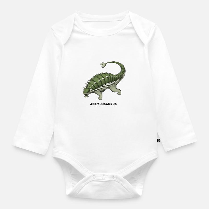 Ankilosaurus - Baby Bio-Langarm-Body - Weiß