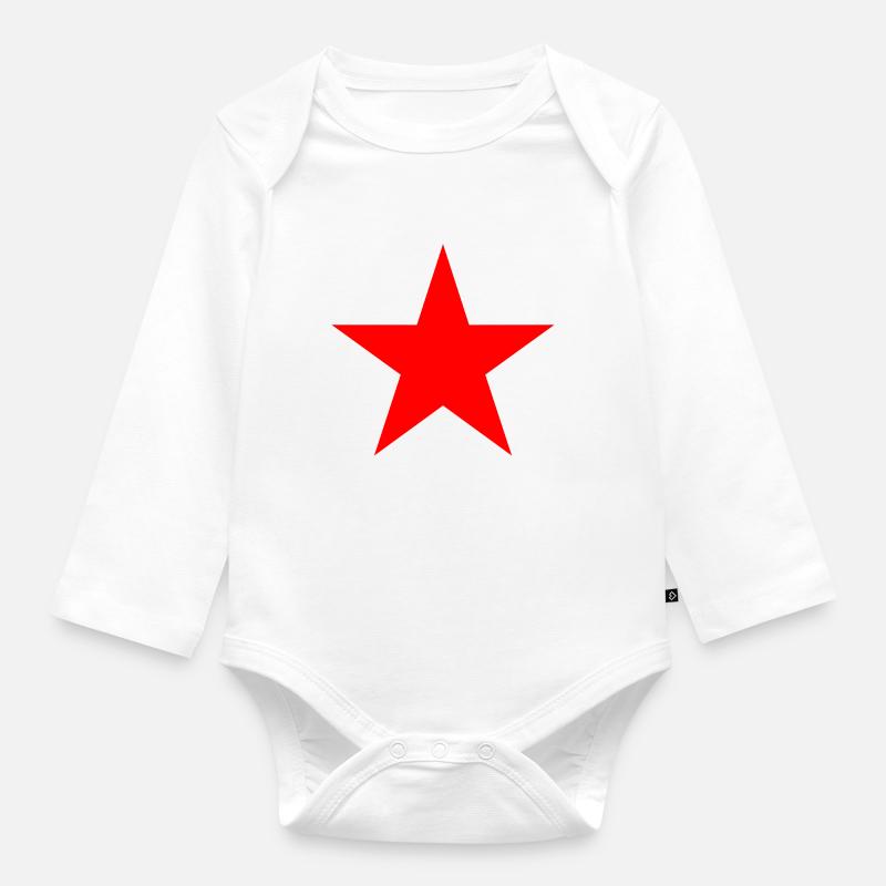 étoile rouge - Body Bébé bio manches longues - blanc