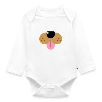 Funny dog snout pet dog mouthguard - Organic Longsleeve Baby Bodysuit - white - Front