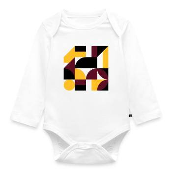 Colorful abstract geometric bauhaus background - Baby Bio-Langarm-Body - Weiß - Vorne