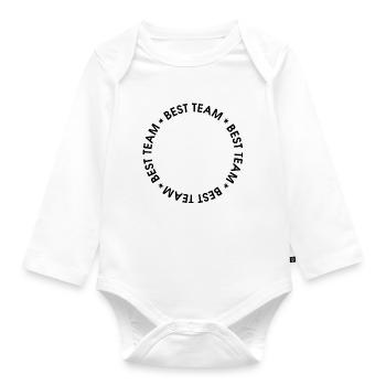 Best team circle with stars black - Organic Longsleeve Baby Bodysuit - white - Front