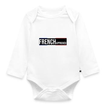 French approved France blue white red flag - Organic Longsleeve Baby Bodysuit - white - Front