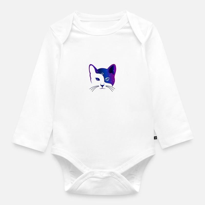 Chat - Body Bébé bio manches longues - blanc