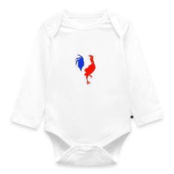 Hahn blau weiß rot - Baby Bio-Langarm-Body - Weiß - Vorne