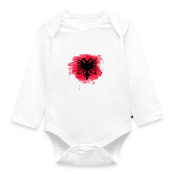 Albanian eagle - Organic Longsleeve Baby Bodysuit - white - Front