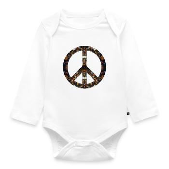Peace sign peace movement peace symbol icon - Organic Longsleeve Baby Bodysuit - white - Front