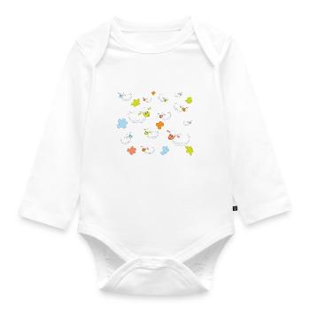 bunte Schafe - niedliches Karikaturmuster für Kinder - Baby Bio-Langarm-Body - Weiß - Vorne
