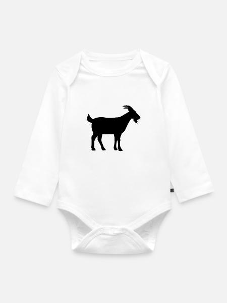 Ziege - Baby Bio-Langarm-Body - Weiß