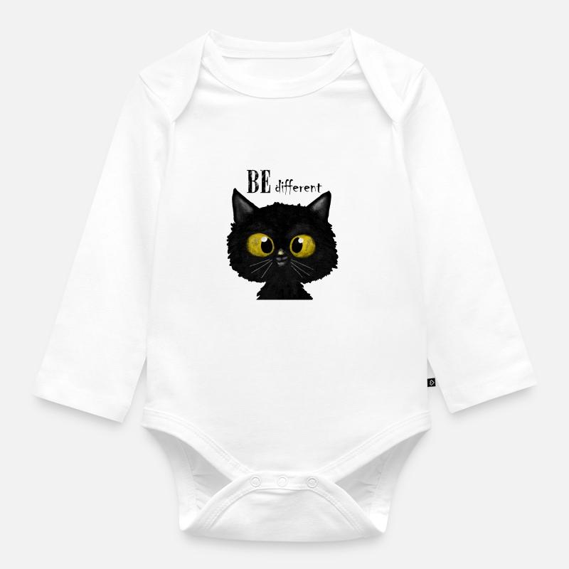 Blackcat - Body Bébé bio manches longues - blanc