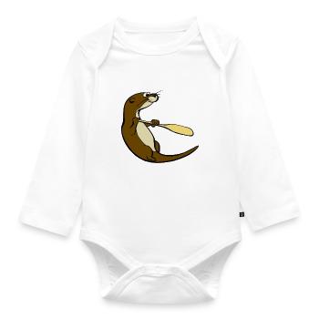 Classic Song of the Paddle otter logo - Organic Longsleeve Baby Bodysuit - white - Front