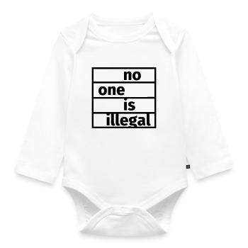 No One is Illegal - Organic Longsleeve Baby Bodysuit - white - Front