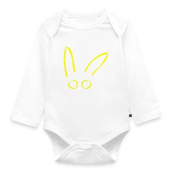 Lapin yeux de Pâques lapin idée de cadeau jaune - Body Bébé bio manches longues - blanc - Devant
