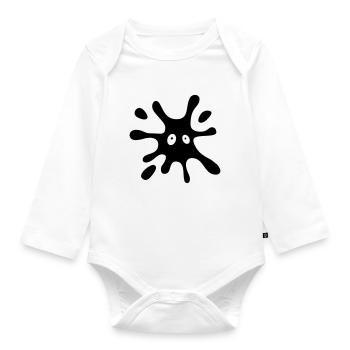 black spot with eyes - Organic Longsleeve Baby Bodysuit - white - Front