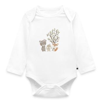 Waldtiere Boho mit Indianer Fuchs, Bär und Hase - Baby Bio-Langarm-Body - Weiß - Vorne