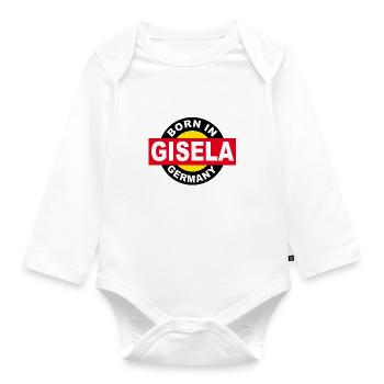 Born in Germany, Gisela, Born in Germany - Organic Longsleeve Baby Bodysuit - white - Front
