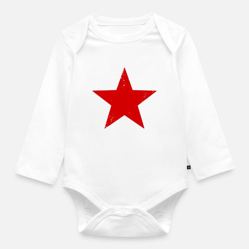 Roter Stern - Baby Bio-Langarm-Body - Weiß