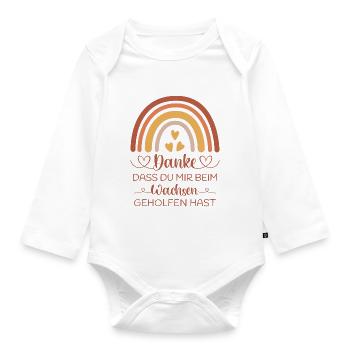 Boho Regenbogen Danke Abschied Kita Kindergarten - Baby Bio-Langarm-Body - Weiß - Vorne