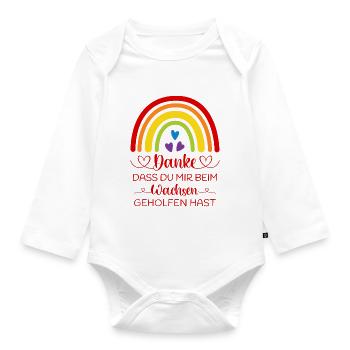 Boho Regenbogen bunt Danke sagen Kita Kindergarten - Baby Bio-Langarm-Body - Weiß - Vorne