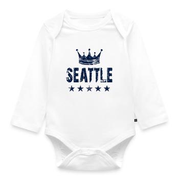 Seattle Crown Stars - Organic Longsleeve Baby Bodysuit - white - Front