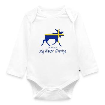 Sweden Moose I love Sweden - Organic Longsleeve Baby Bodysuit - white - Front