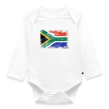 South Africa flag vintage used look Africa - Organic Longsleeve Baby Bodysuit - white - Front
