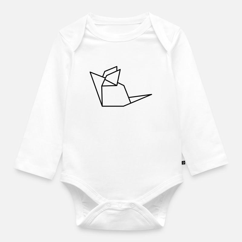Mouse mouse origami - Organic Longsleeve Baby Bodysuit - white