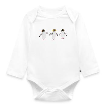 Pinguine Rockspringen (Trio) - Baby Bio-Langarm-Body - Weiß - Vorne
