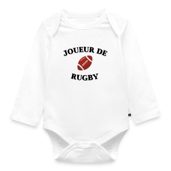 joueur de rugby cadeau humour - Body Bébé bio manches longues - blanc - Devant