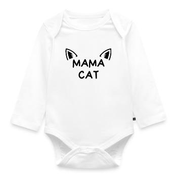 Mama Katze - Baby Bio-Langarm-Body - Weiß - Vorne